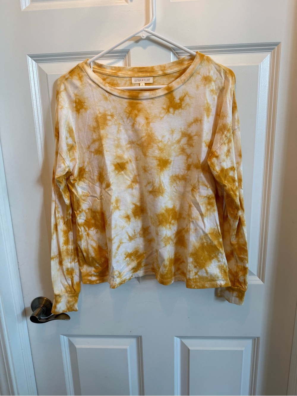 Ultra Flirt Mustard Yellow Tie-Dye Long Sleeve Top